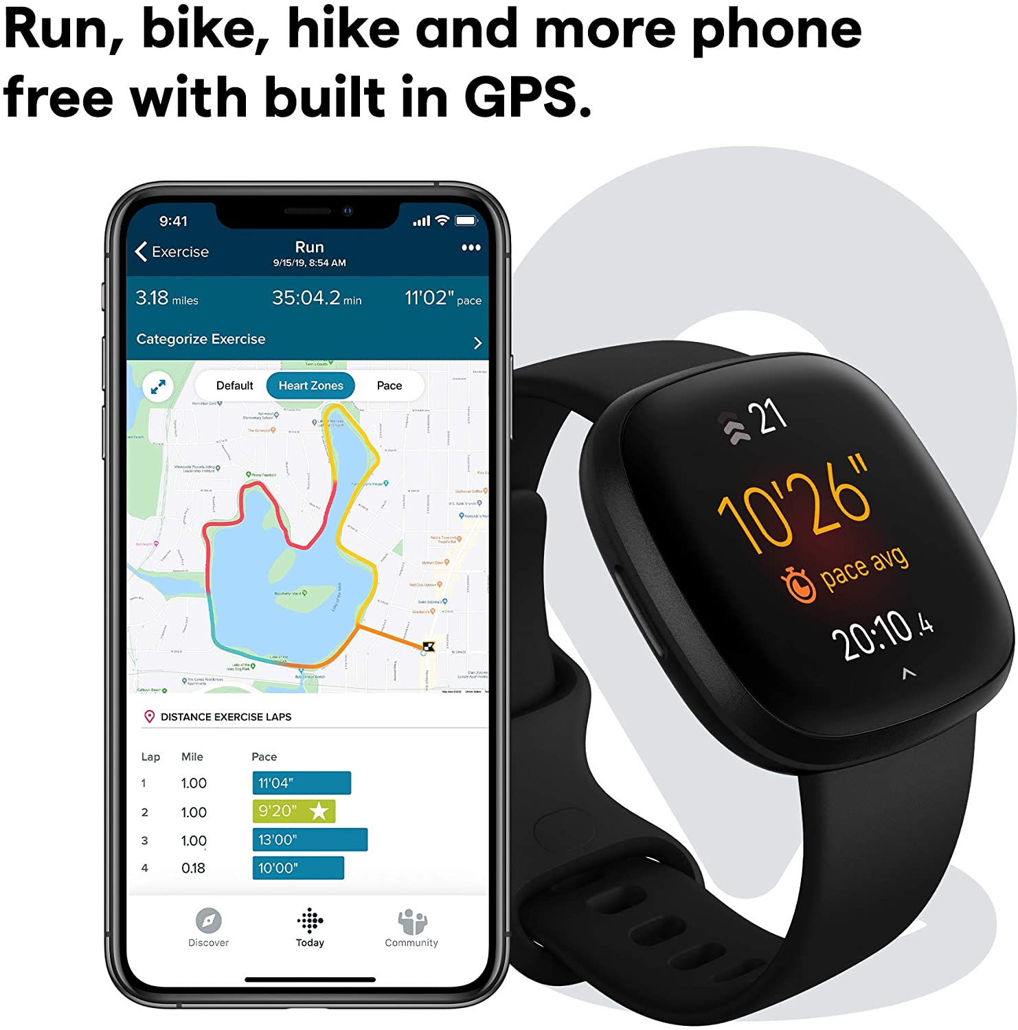 The Fitbit Versa 3 is ideal for sporty actrivities.